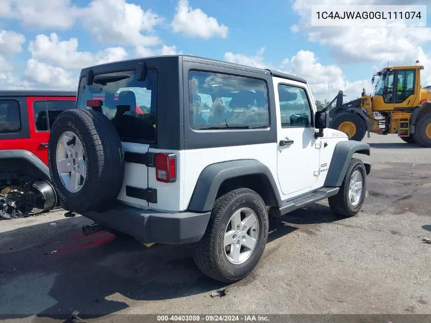 1C4AJWAG0GL111074 2016 Jeep Wrangler Sport