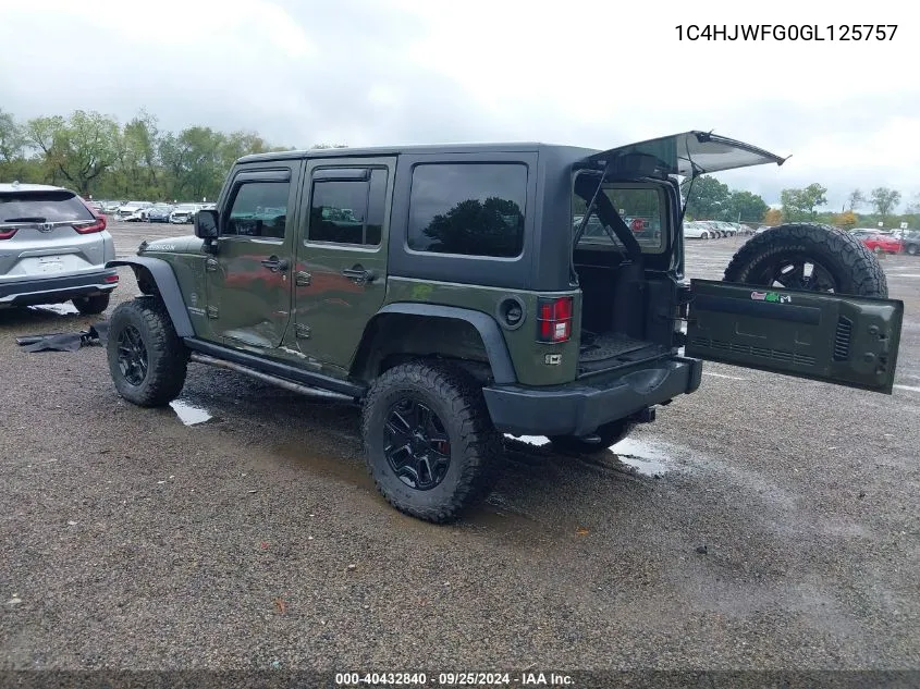 2016 Jeep Wrangler Unlimited Rubicon VIN: 1C4HJWFG0GL125757 Lot: 40432840