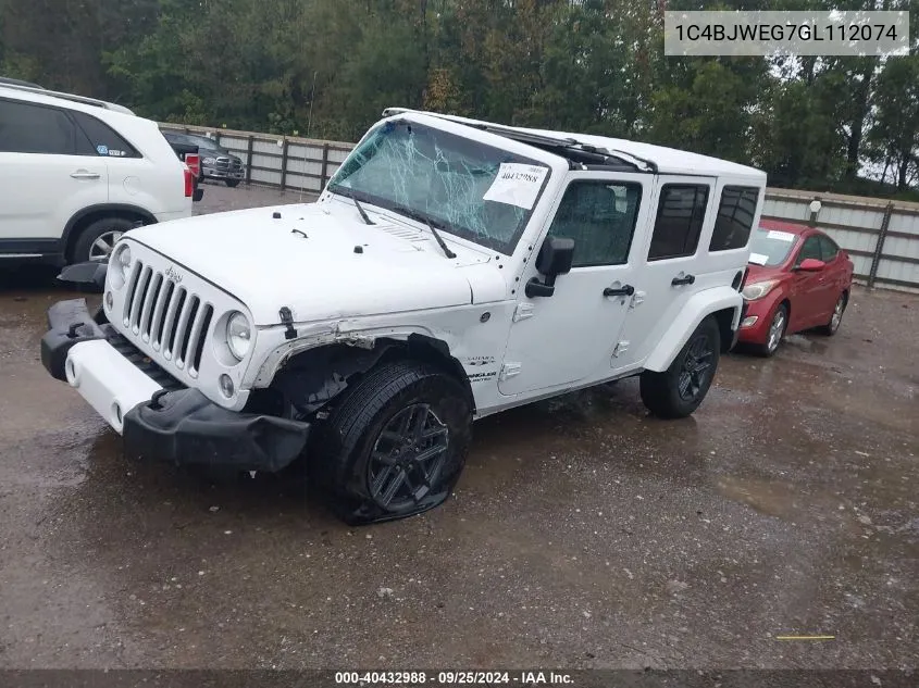 2016 Jeep Wrangler Unlimited Sahara VIN: 1C4BJWEG7GL112074 Lot: 40432988