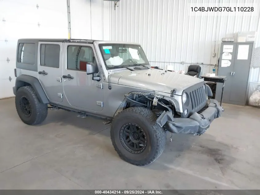 2016 Jeep Wrangler Unlimited Sport VIN: 1C4BJWDG7GL110228 Lot: 40434214