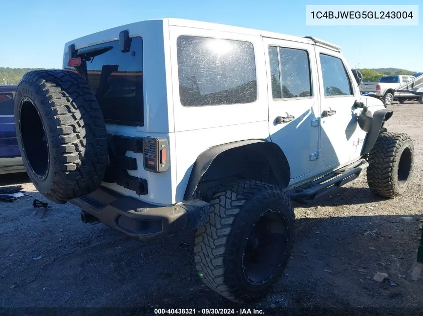 2016 Jeep Wrangler Unlimited Sahara VIN: 1C4BJWEG5GL243004 Lot: 40438321