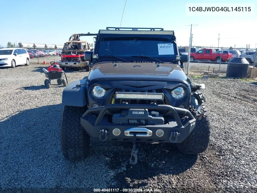 2016 Jeep Wrangler Unlimited Sport VIN: 1C4BJWDG4GL145115 Lot: 40451117