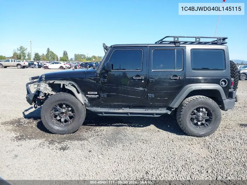 1C4BJWDG4GL145115 2016 Jeep Wrangler Unlimited Sport