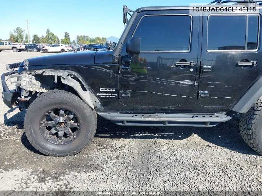 1C4BJWDG4GL145115 2016 Jeep Wrangler Unlimited Sport