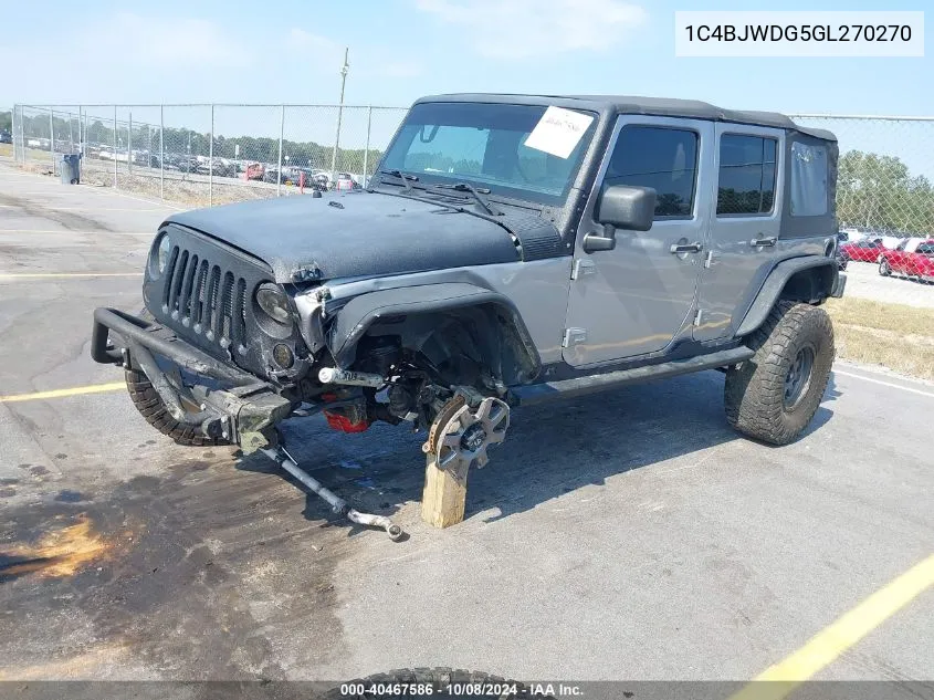 2016 Jeep Wrangler Unlimited Sport VIN: 1C4BJWDG5GL270270 Lot: 40467586