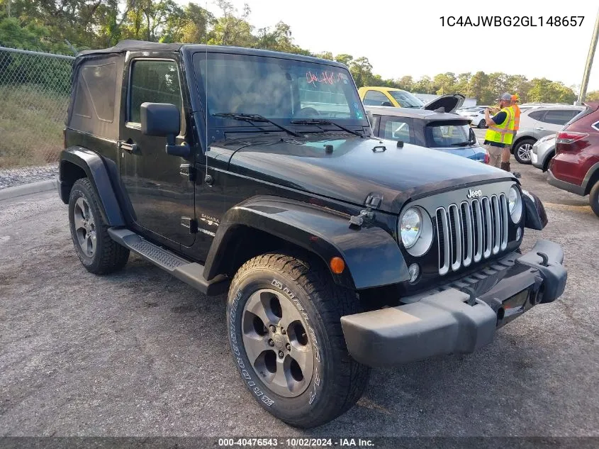 2016 Jeep Wrangler Sahara VIN: 1C4AJWBG2GL148657 Lot: 40476543