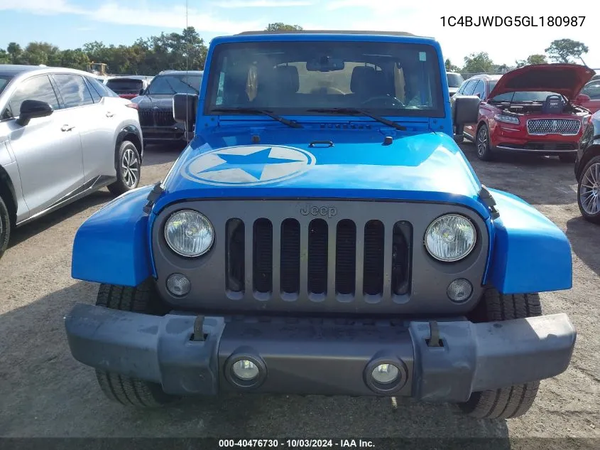 2016 Jeep Wrangler Unlimited Freedom VIN: 1C4BJWDG5GL180987 Lot: 40476730