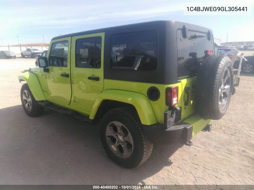 2016 Jeep Wrangler Unlimited Sahara VIN: 1C4BJWEG9GL305441 Lot: 40480202