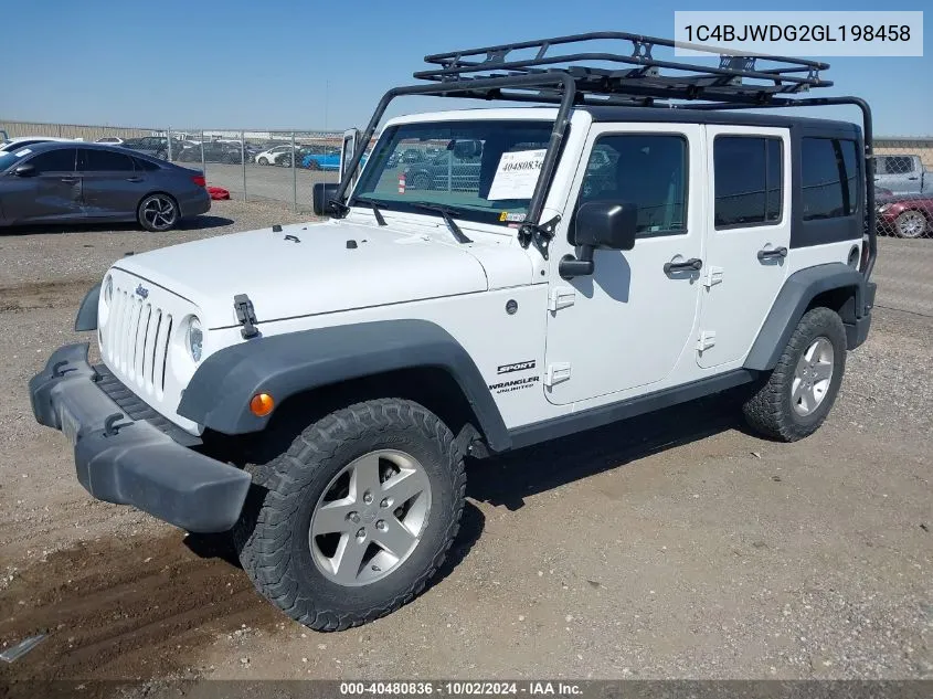 2016 Jeep Wrangler Unlimited Sport VIN: 1C4BJWDG2GL198458 Lot: 40480836