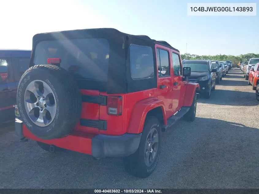 1C4BJWEG0GL143893 2016 Jeep Wrangler Unlimited Sahara