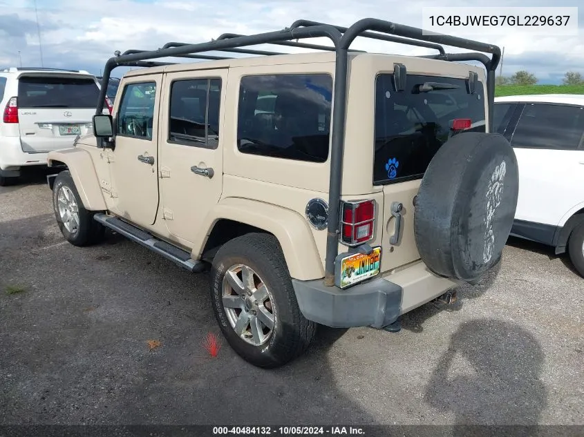 2016 Jeep Wrangler Unlimited Sahara VIN: 1C4BJWEG7GL229637 Lot: 40484132