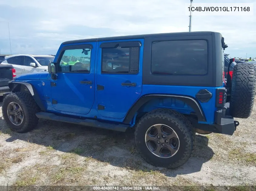 1C4BJWDG1GL171168 2016 Jeep Wrangler Unlimited Sport