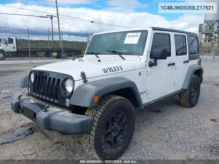 2016 Jeep Wrangler Unlimited Willys Wheeler VIN: 1C4BJWDG3GL217521 Lot: 40495404