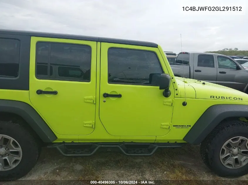 2016 Jeep Wrangler Unlimited Rubicon VIN: 1C4BJWFG2GL291512 Lot: 40496305