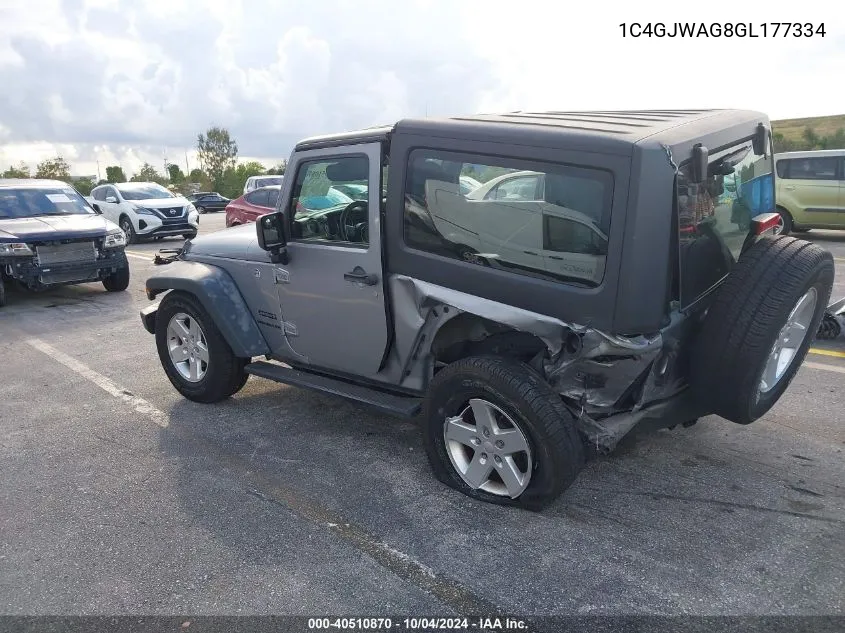 2016 Jeep Wrangler Sport VIN: 1C4GJWAG8GL177334 Lot: 40510870