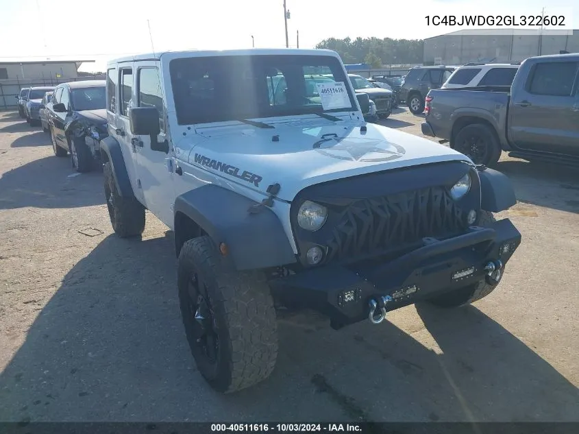 2016 Jeep Wrangler Unlimited Sport VIN: 1C4BJWDG2GL322602 Lot: 40511616