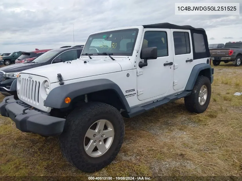 2016 Jeep Wrangler Unlimited Sport VIN: 1C4BJWDG5GL251525 Lot: 40513150