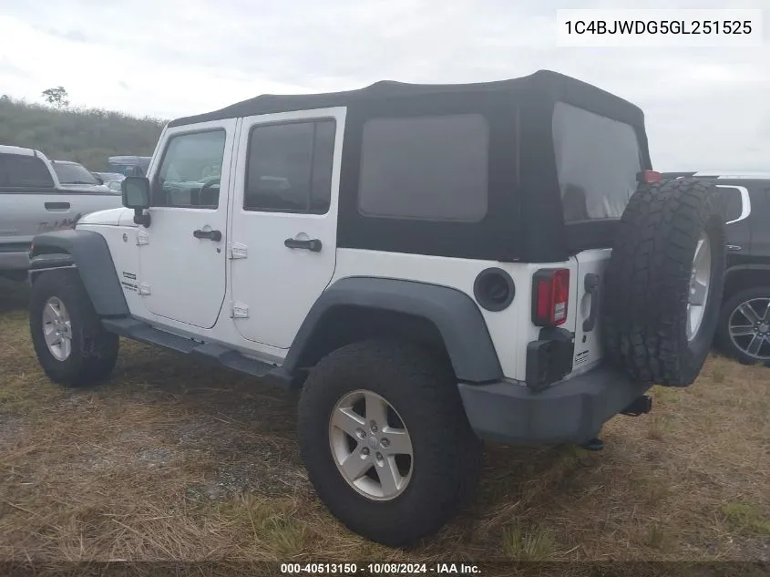 2016 Jeep Wrangler Unlimited Sport VIN: 1C4BJWDG5GL251525 Lot: 40513150