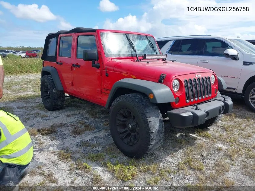 2016 Jeep Wrangler Unlimited Sport VIN: 1C4BJWDG9GL256758 Lot: 40517263