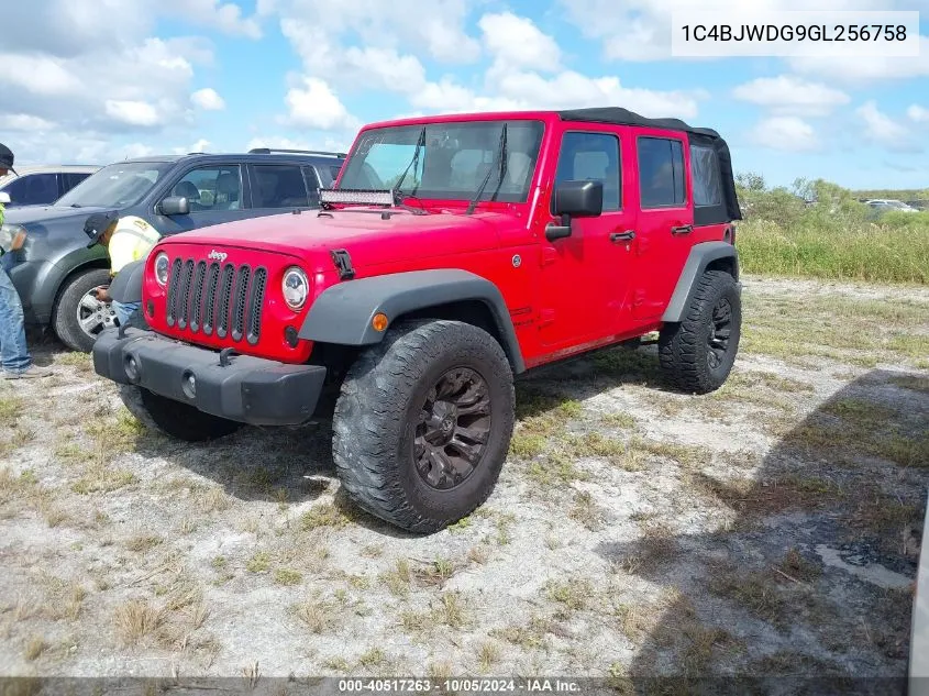 2016 Jeep Wrangler Unlimited Sport VIN: 1C4BJWDG9GL256758 Lot: 40517263