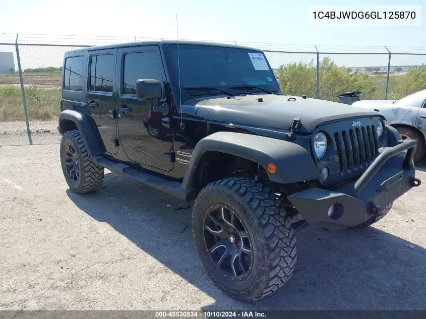 2016 Jeep Wrangler Unlimited Sport VIN: 1C4BJWDG6GL125870 Lot: 40530834