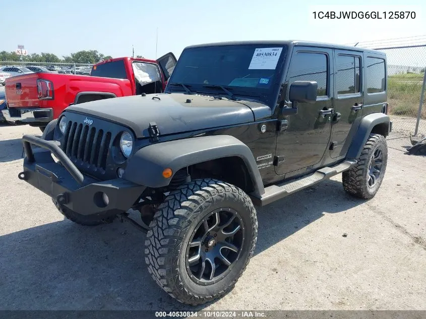 2016 Jeep Wrangler Unlimited Sport VIN: 1C4BJWDG6GL125870 Lot: 40530834