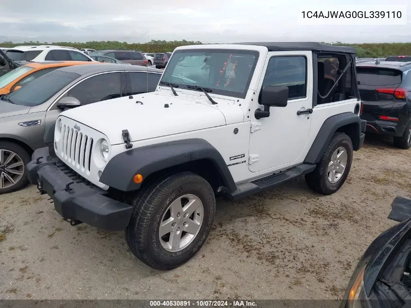 1C4AJWAG0GL339110 2016 Jeep Wrangler Sport