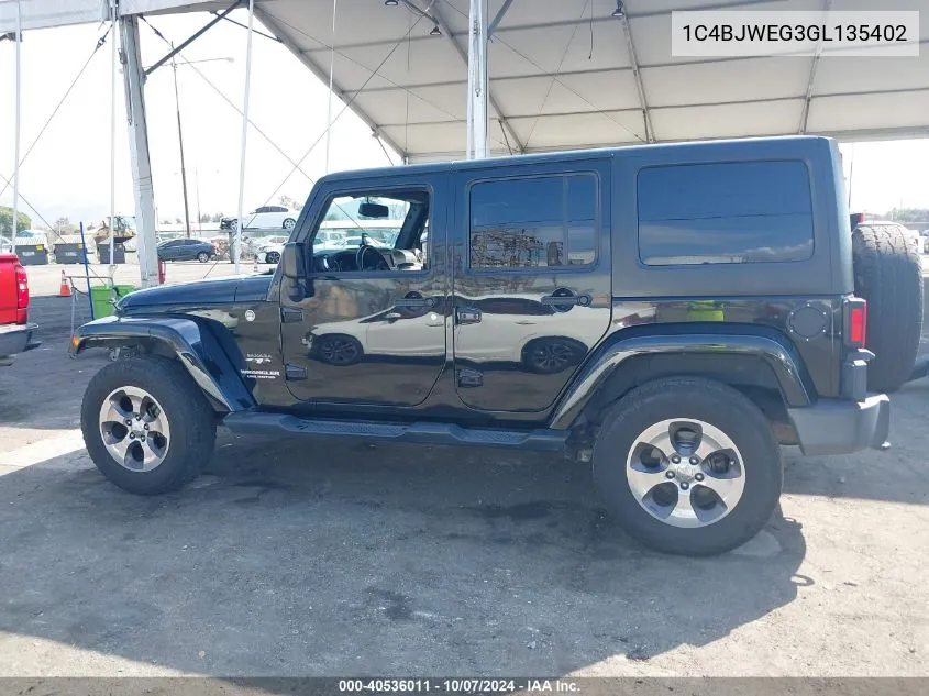 2016 Jeep Wrangler Unlimited Sahara VIN: 1C4BJWEG3GL135402 Lot: 40536011