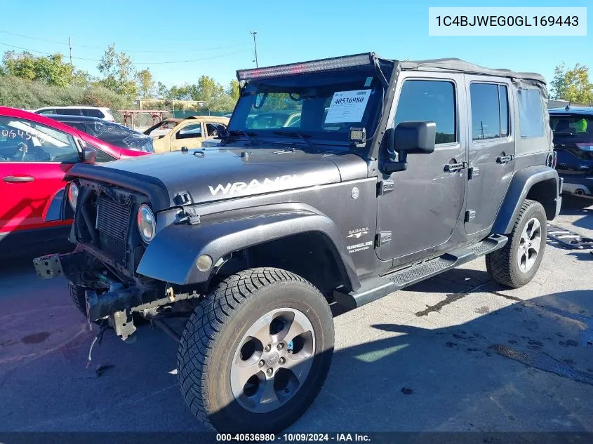 2016 Jeep Wrangler Unlimited Sahara VIN: 1C4BJWEG0GL169443 Lot: 40536980