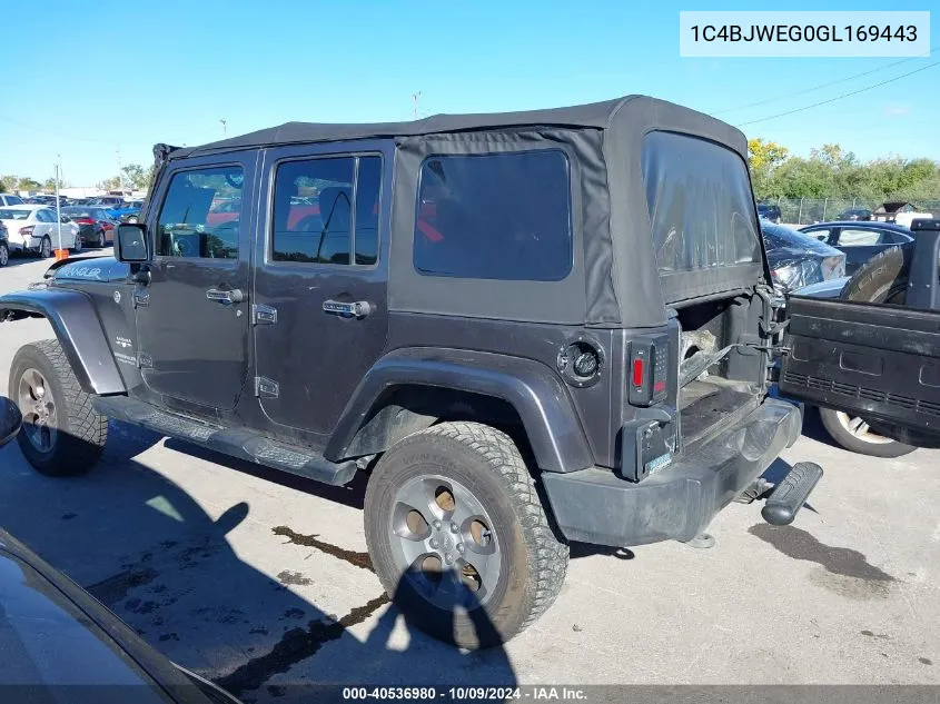 2016 Jeep Wrangler Unlimited Sahara VIN: 1C4BJWEG0GL169443 Lot: 40536980