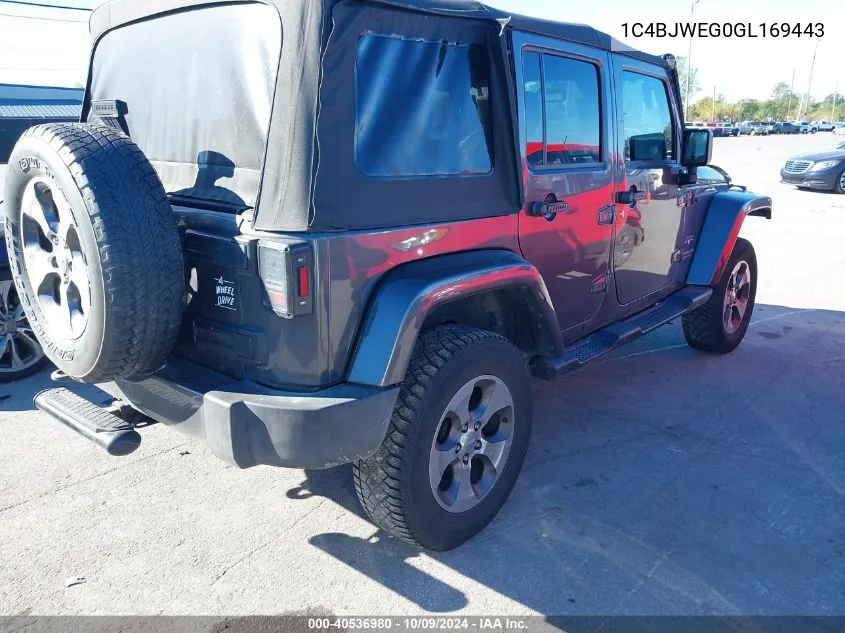 2016 Jeep Wrangler Unlimited Sahara VIN: 1C4BJWEG0GL169443 Lot: 40536980