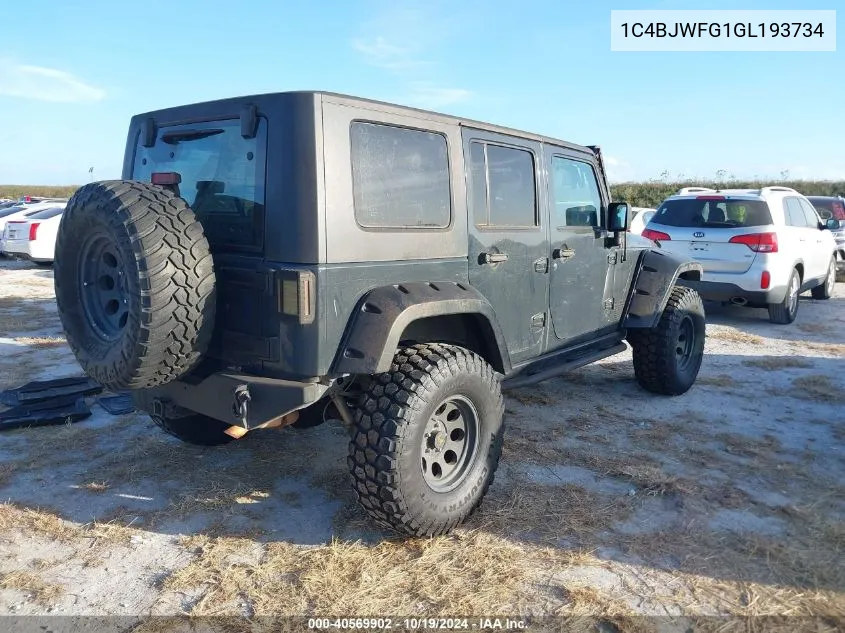 2016 Jeep Wrangler Unlimited Rubicon VIN: 1C4BJWFG1GL193734 Lot: 40569902