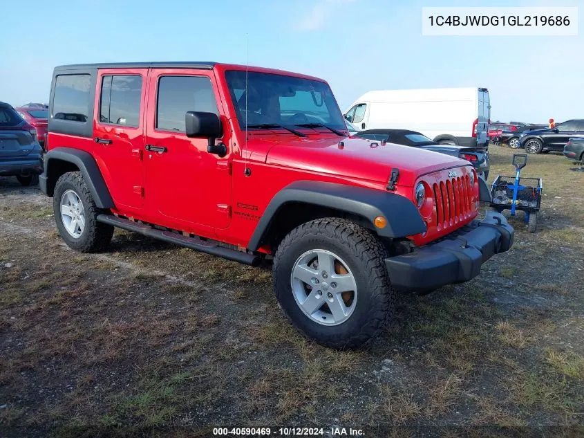 2016 Jeep Wrangler Unlimited Sport VIN: 1C4BJWDG1GL219686 Lot: 40590469