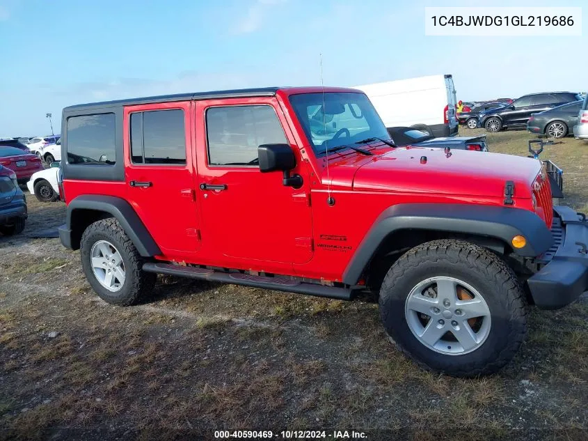 2016 Jeep Wrangler Unlimited Sport VIN: 1C4BJWDG1GL219686 Lot: 40590469