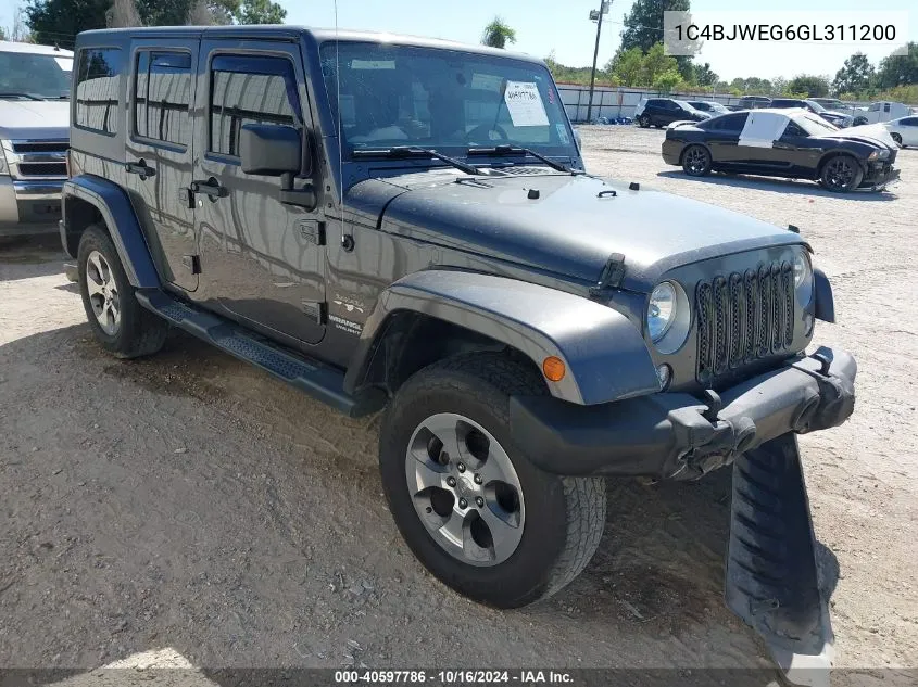 2016 Jeep Wrangler Unlimited Sahara VIN: 1C4BJWEG6GL311200 Lot: 40597786