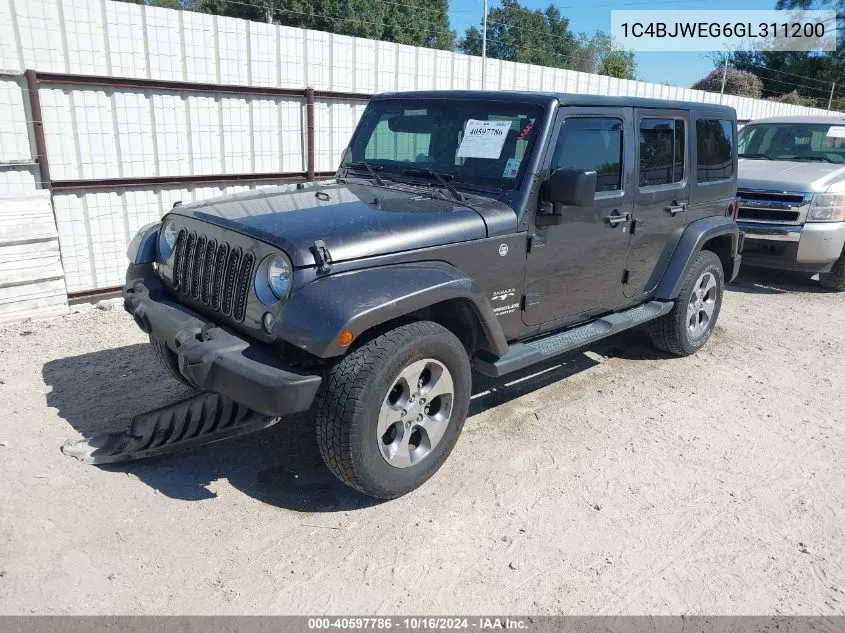 2016 Jeep Wrangler Unlimited Sahara VIN: 1C4BJWEG6GL311200 Lot: 40597786