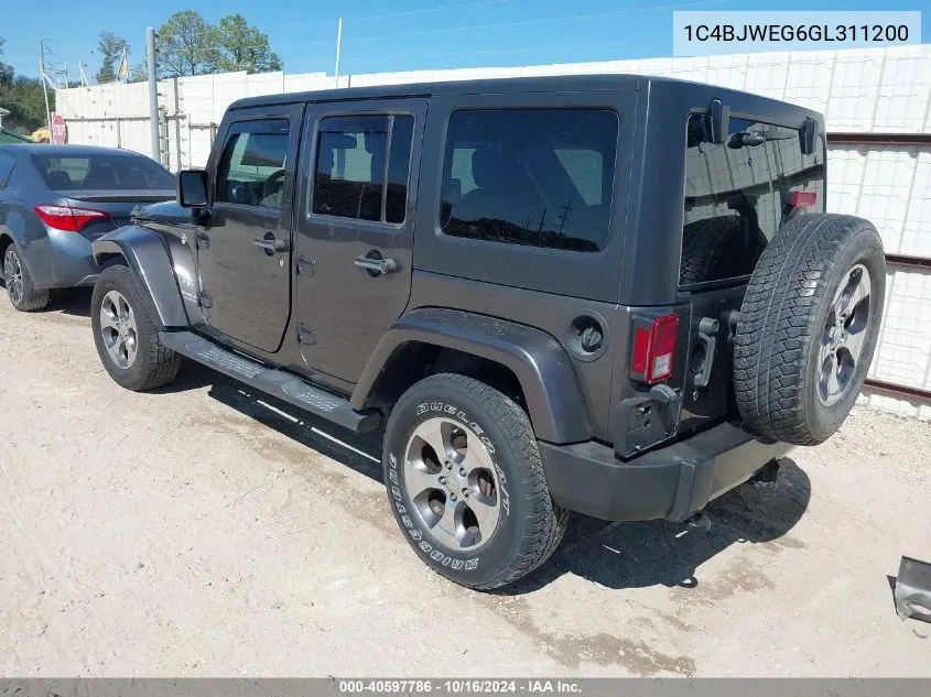 2016 Jeep Wrangler Unlimited Sahara VIN: 1C4BJWEG6GL311200 Lot: 40597786