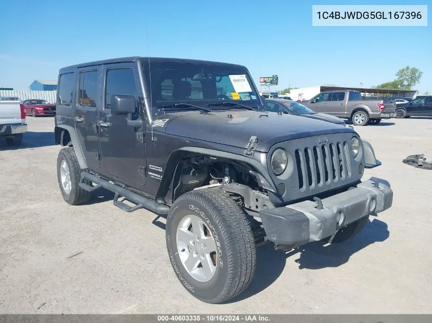 2016 Jeep Wrangler Unlimited Sport VIN: 1C4BJWDG5GL167396 Lot: 40603335