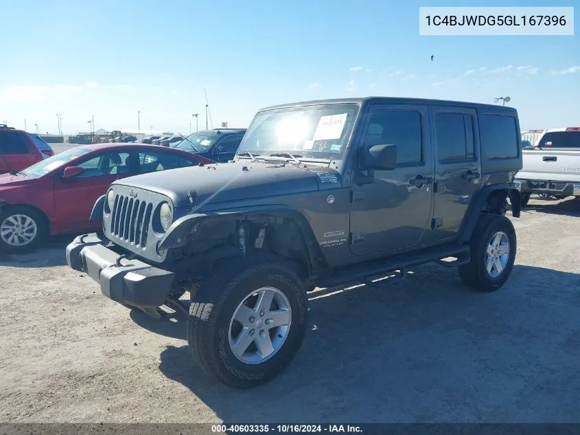 2016 Jeep Wrangler Unlimited Sport VIN: 1C4BJWDG5GL167396 Lot: 40603335