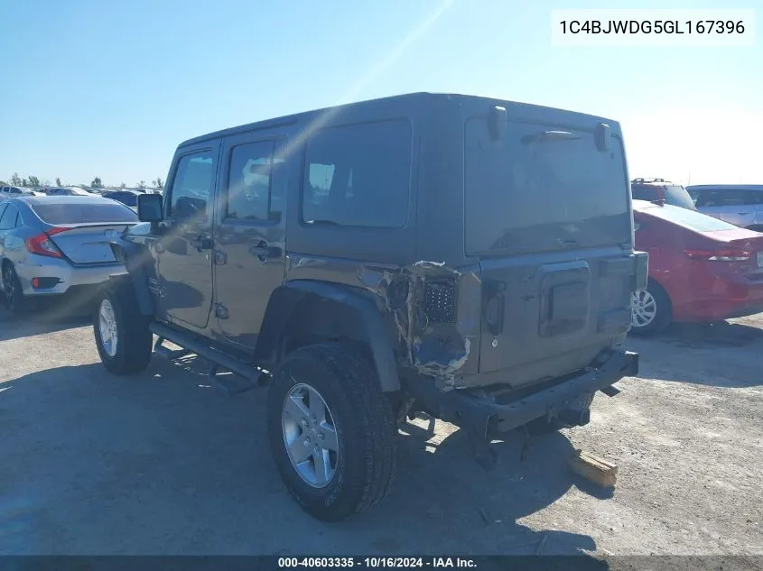 2016 Jeep Wrangler Unlimited Sport VIN: 1C4BJWDG5GL167396 Lot: 40603335