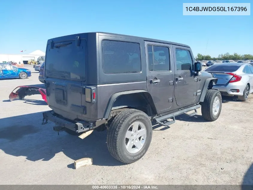 2016 Jeep Wrangler Unlimited Sport VIN: 1C4BJWDG5GL167396 Lot: 40603335