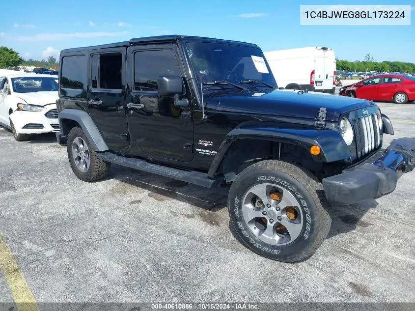 2016 Jeep Wrangler Unlimited Sahara VIN: 1C4BJWEG8GL173224 Lot: 40610886