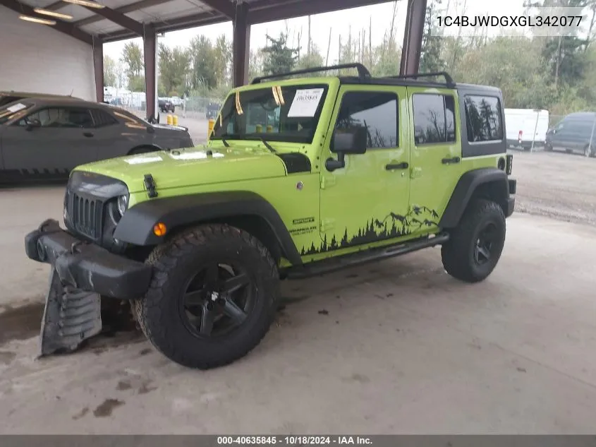 2016 Jeep Wrangler Unlimited Sport VIN: 1C4BJWDGXGL342077 Lot: 40635845