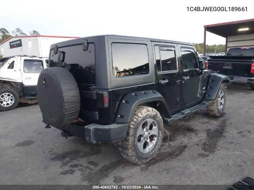 2016 Jeep Wrangler Unlimited Sahara VIN: 1C4BJWEG0GL189661 Lot: 40652782