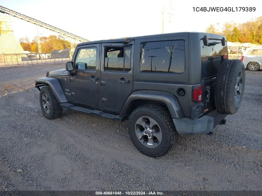 2016 Jeep Wrangler Unlimited Sahara VIN: 1C4BJWEG4GL179389 Lot: 40661048