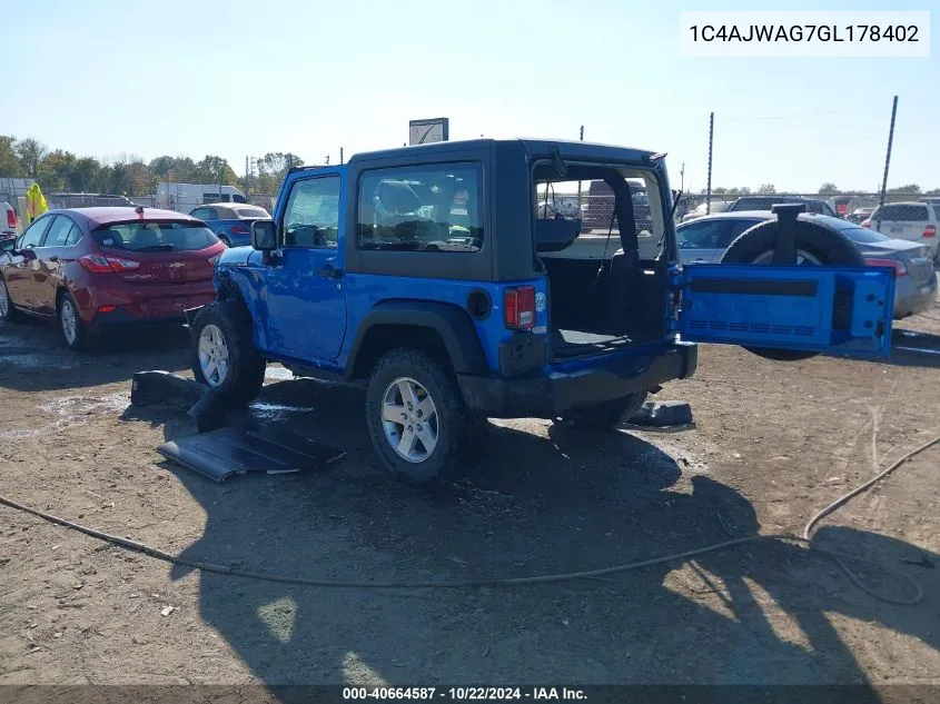 2016 Jeep Wrangler Sport VIN: 1C4AJWAG7GL178402 Lot: 40664587