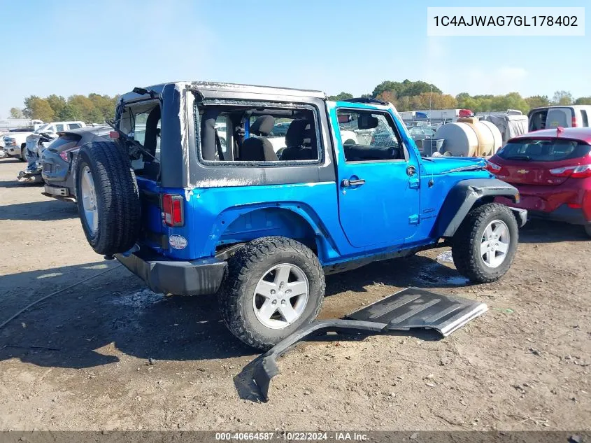 2016 Jeep Wrangler Sport VIN: 1C4AJWAG7GL178402 Lot: 40664587