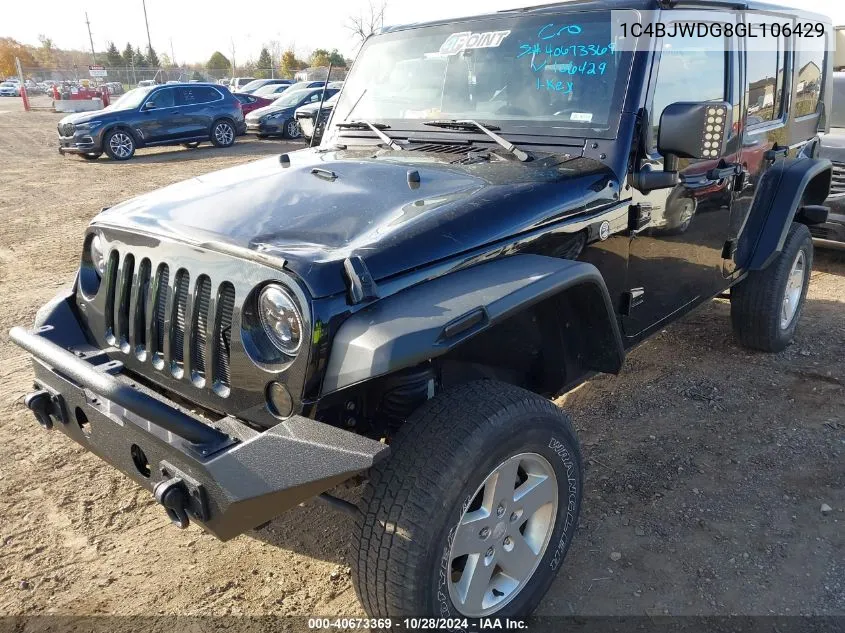 2016 Jeep Wrangler Unlimited Sport VIN: 1C4BJWDG8GL106429 Lot: 40673369