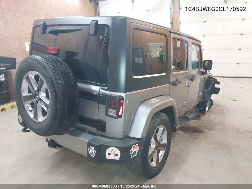 2016 Jeep Wrangler Unlimited Sahara VIN: 1C4BJWEG0GL170592 Lot: 40682908