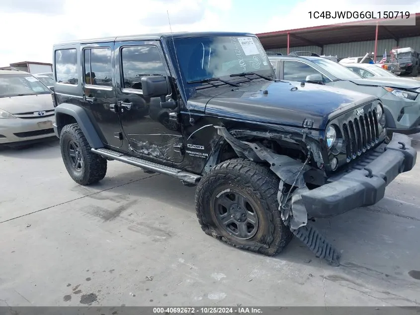 2016 Jeep Wrangler Unlimited Sport VIN: 1C4BJWDG6GL150719 Lot: 40692672